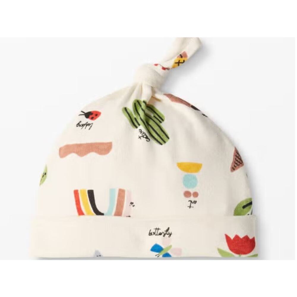 Hanna Andersson Top Knot Beanie Newborn 100% Organic Cotton Baby Hat Sunny Day